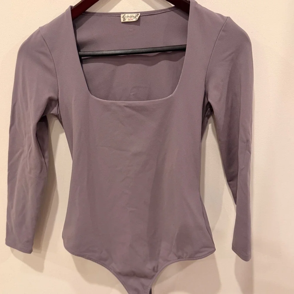 Intimately Free People Long Sleeve Square Neck Bodice Lavender Purple XS OB95408